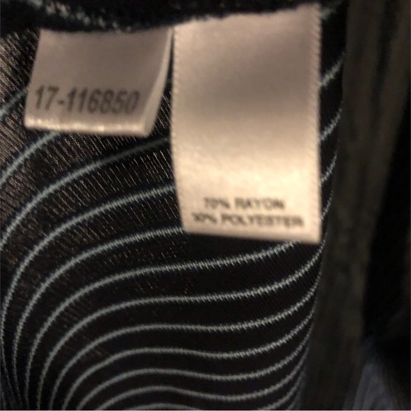 Ann Taylor LOFT Navy Striped Ruched Chest Stretchy & Soft/Strappy Midi Dress 10 - Picture 7 of 8